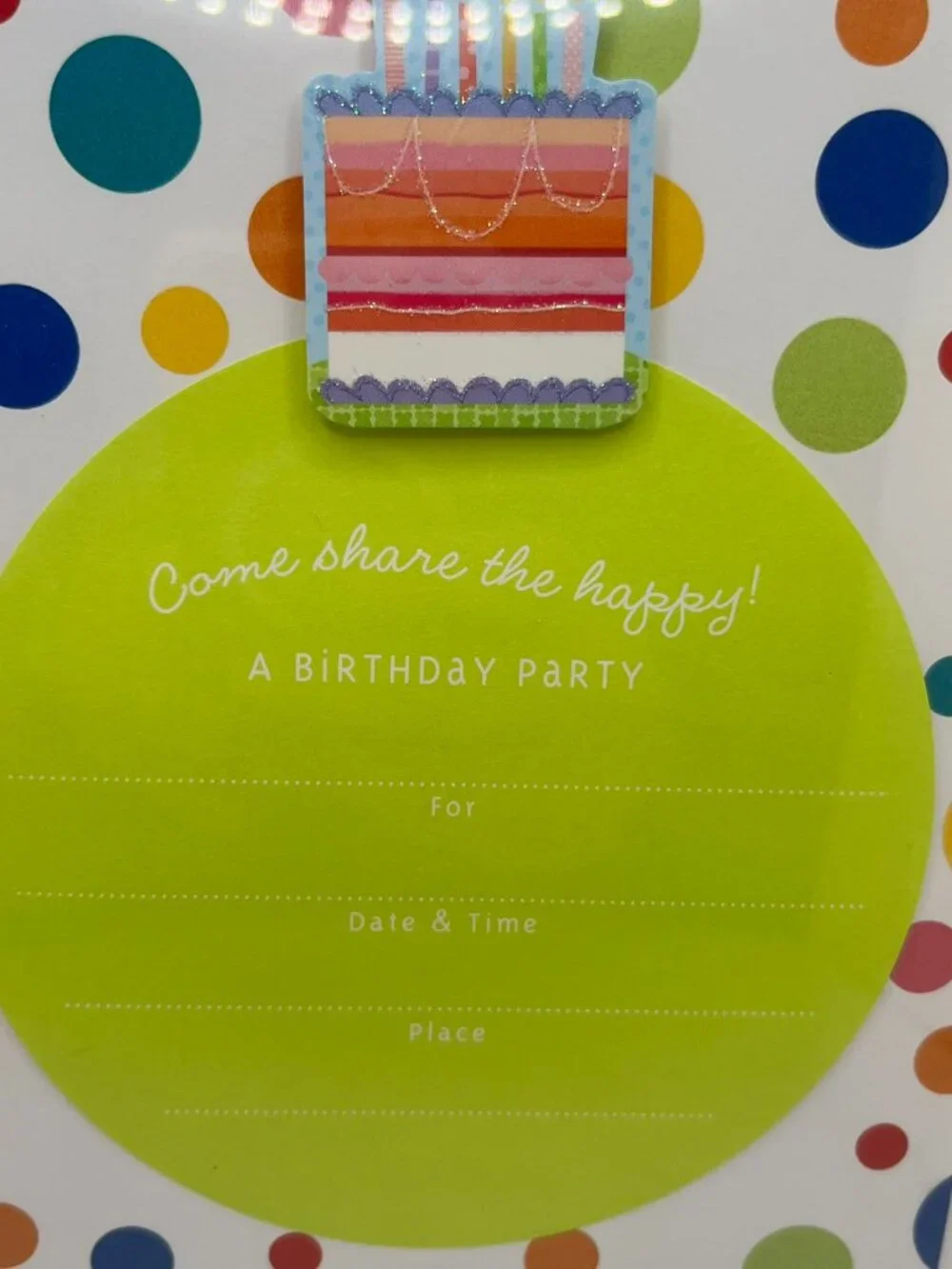 Box of 8 Vintage Hallmark Birthday Party Invitations Cake dots - printer